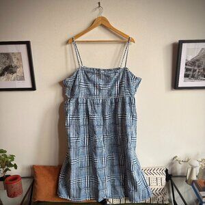 J. Crew Women's A-line Midi Dress in Indigo Patchwork - Plus Size
